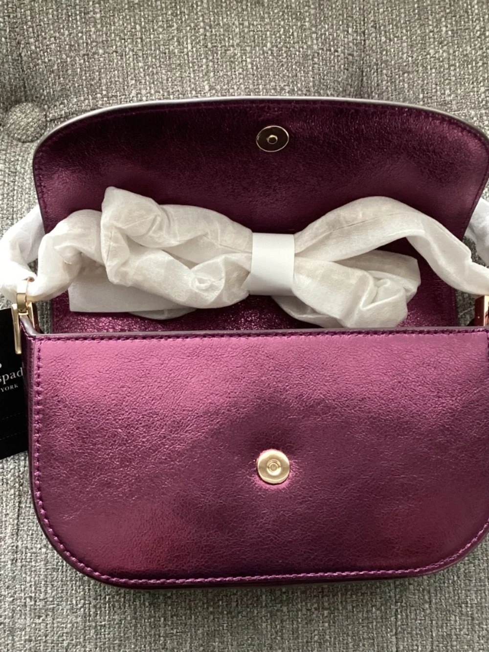 Kate Spade New York krista metallic chain flap crossbody bag